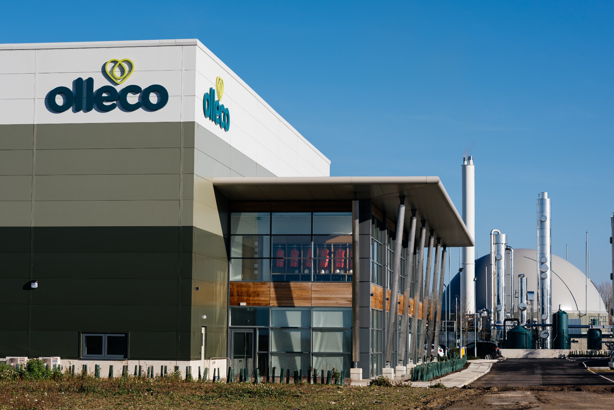 Olleco facility frontage with process infrastructure beyond